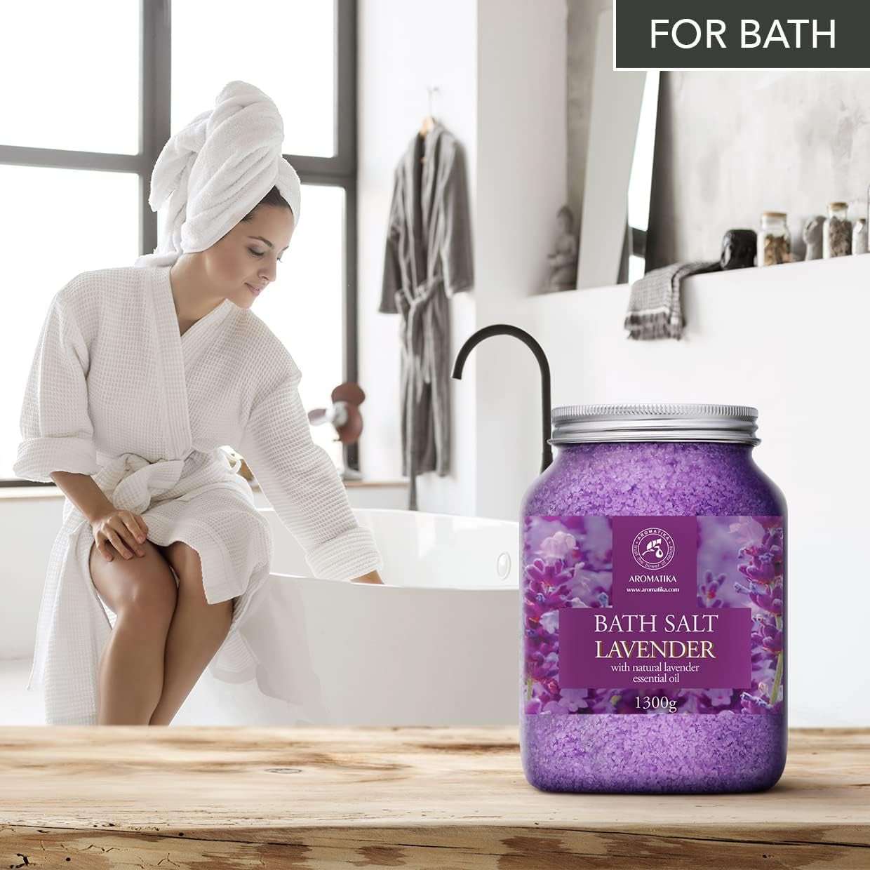 Entspannendes Badesalz Lavendel 1300G - Meeressalz mit Ätherischem Lavendelöl für Hautpflege, Aromatherapie und besseren Schlaf