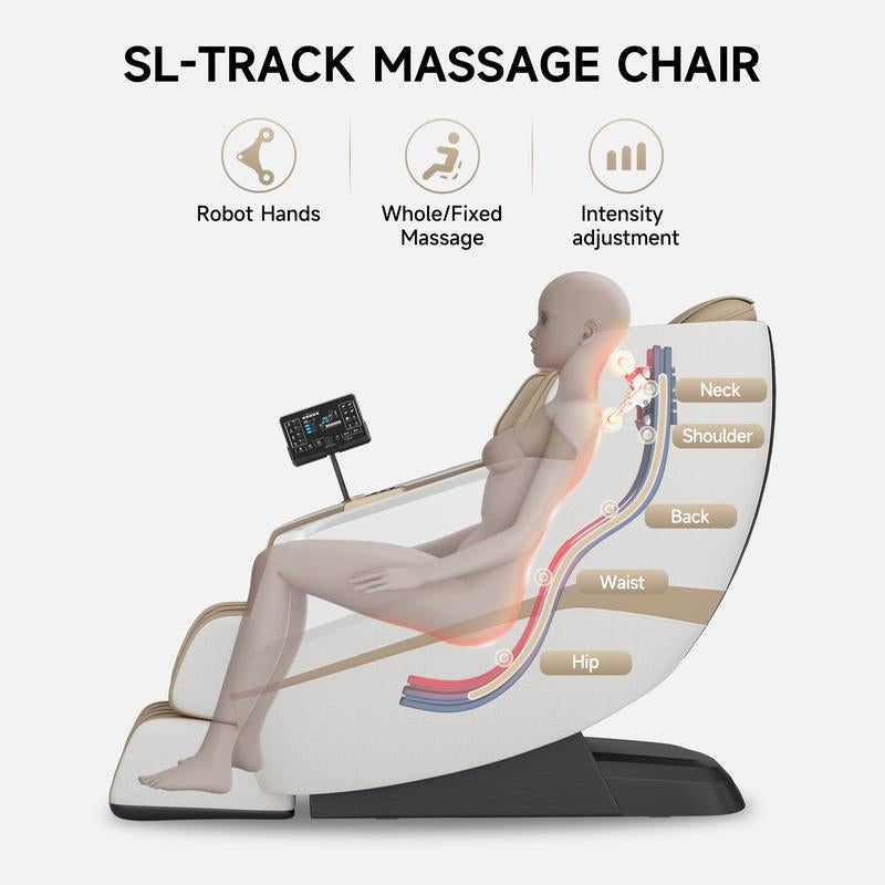 Experience Ultimate Relaxation: Real Relax Favor-27 SL Track Full Body Zero Gravity Shiatsu Massage Chair with Voice Control & Heating