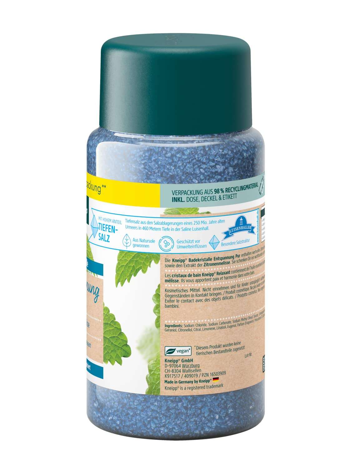 Kneipp Relaxing Bath Crystals with Lemon Balm, 600g - Multicolored Bliss for Ultimate Relaxation