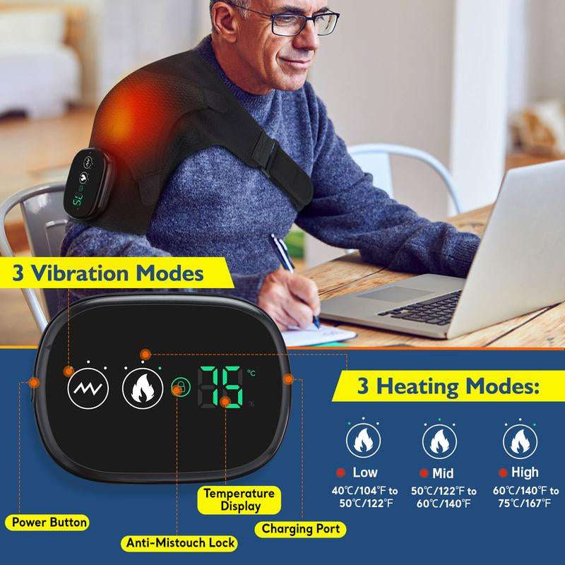 Ultimate Heating Vibration Massage Shoulder Pad - 3-Speed Heating & Vibrating Relief, Portable & USB Rechargeable, Perfect Gift for Parents!