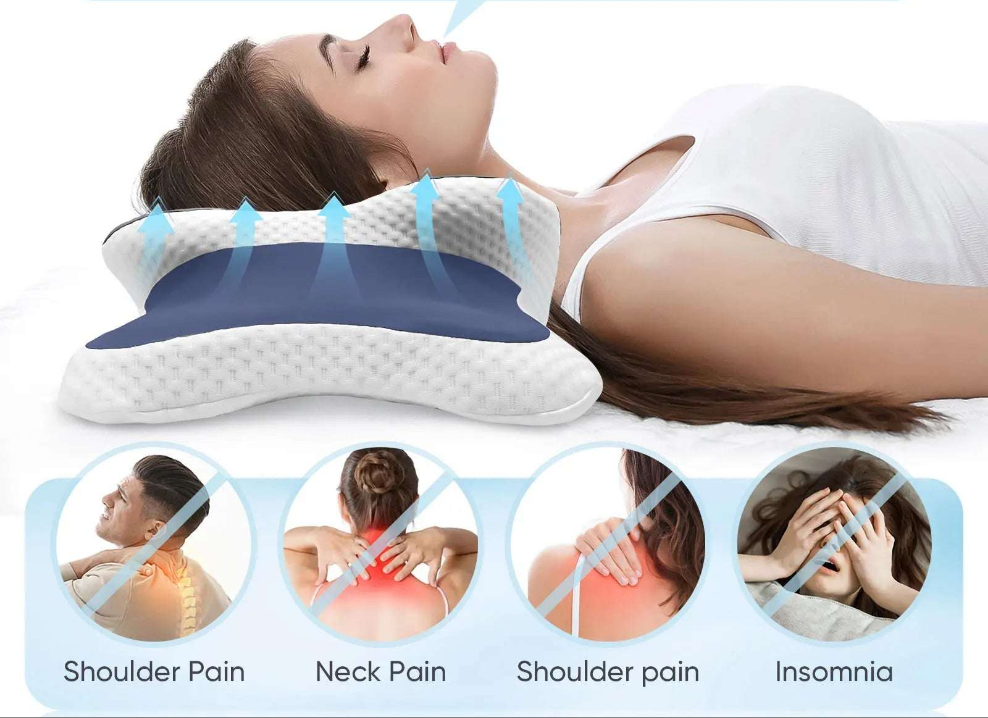 RelaxxZen Memory Foam Neck Support Pillow – Ergonomic & Versatile (Side, Back, Stomach)
