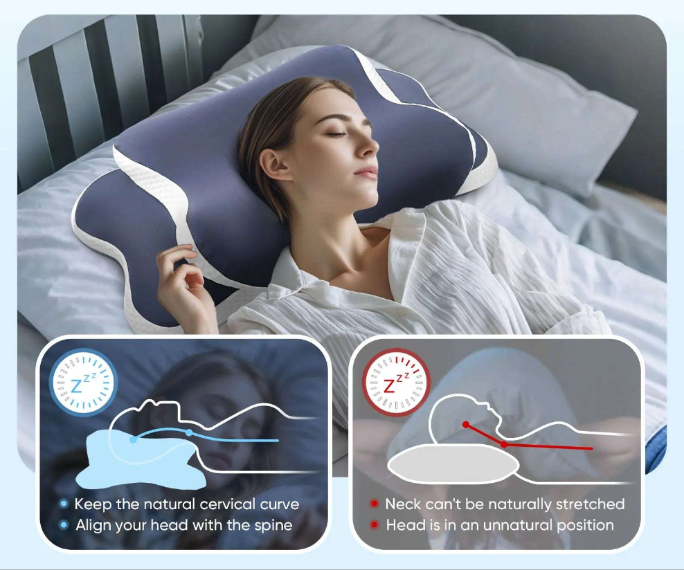 RelaxxZen Memory Foam Neck Support Pillow – Ergonomic & Versatile (Side, Back, Stomach)