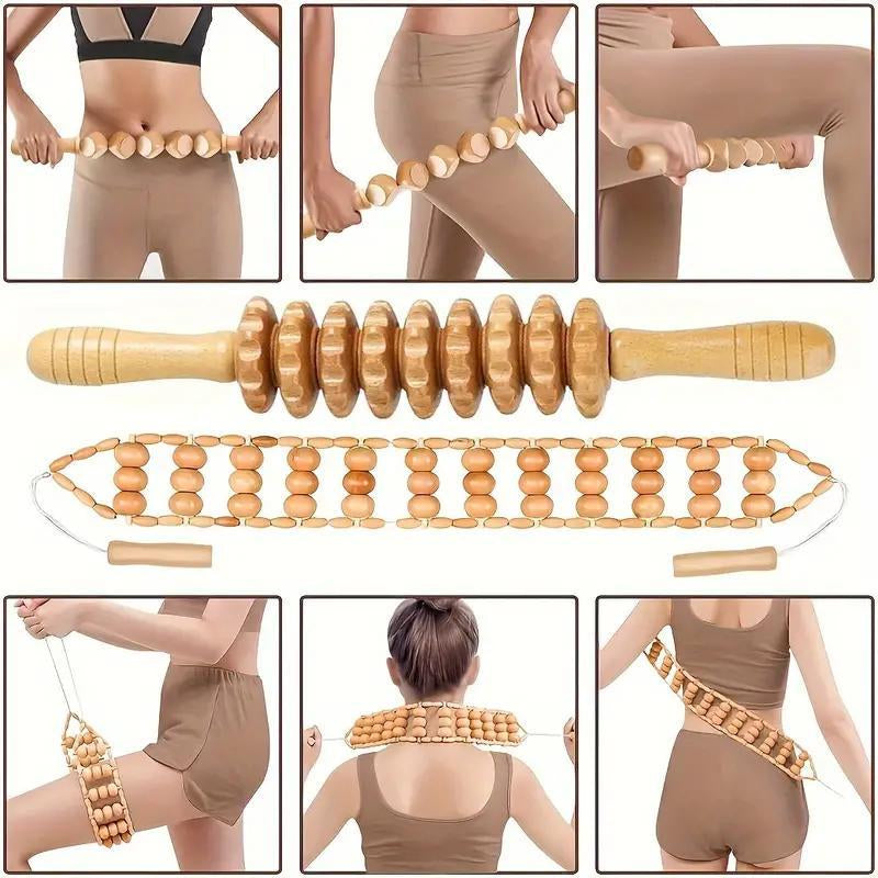 Unlock Ultimate Relaxation with our Wooden Manual Massage Tool Set for Daily Bliss – Perfect for Men & Women!