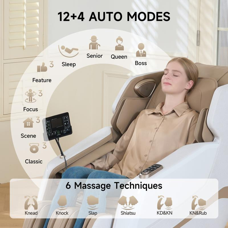 Experience Ultimate Relaxation: Real Relax Favor-27 SL Track Full Body Zero Gravity Shiatsu Massage Chair with Voice Control & Heating