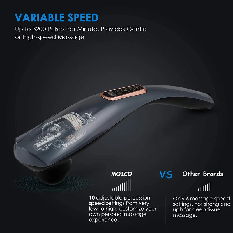 Ultimate Cordless Handheld Back Massager with Electric Heat - Deep Tissue Relief for Full Body Pain