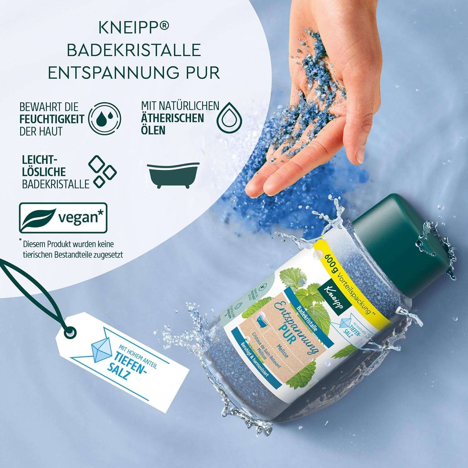 Kneipp Relaxing Bath Crystals with Lemon Balm, 600g - Multicolored Bliss for Ultimate Relaxation