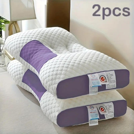 Buy 1 Get 1 Free: Soft Knitted Adjustable Neck Couple Pillows – Ergonomic Orthopedic Support with Removable Cover for Ultimate Comfort!