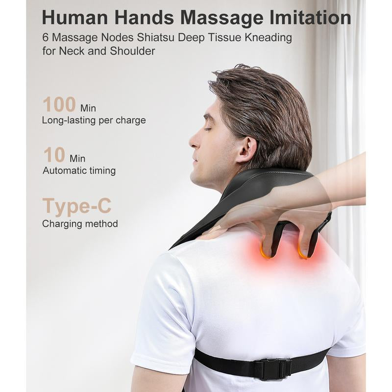 Medcursor Cordless 4D Neck Massager - Deep Tissue Kneading Relief for Neck, Back & Shoulders with Adjustable Settings