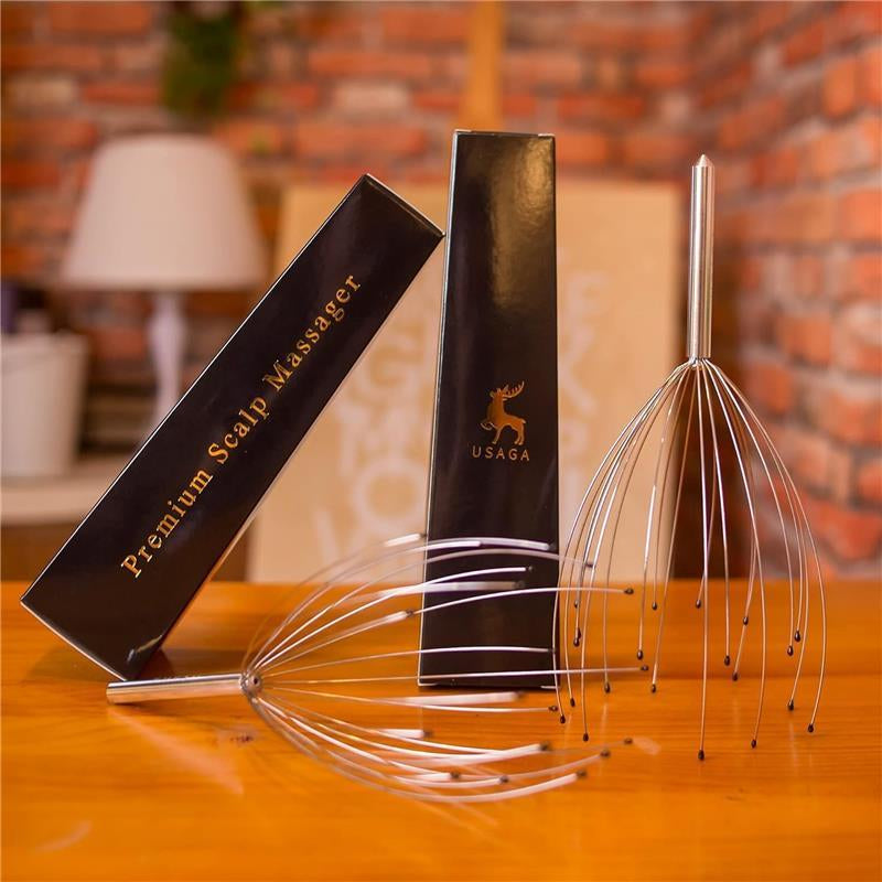 Ultimate 20-Finger Cordless Head Massager for Complete Relaxation - Adjustable and Silvery Design