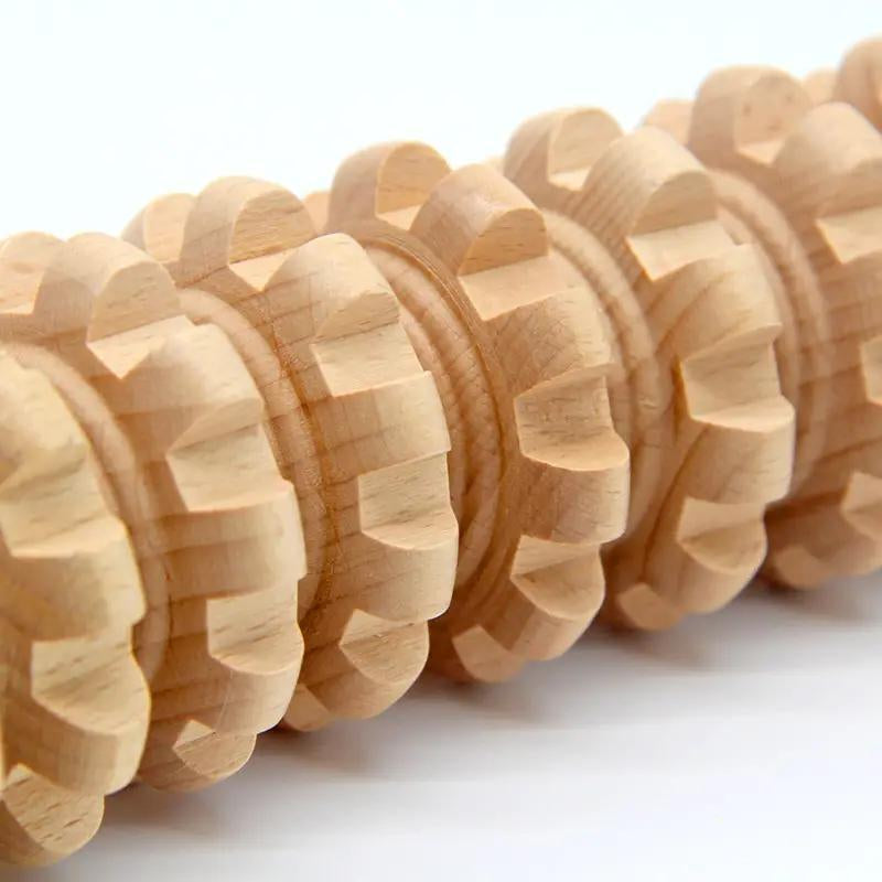 12-Wheel Wooden Massage Roller - Ultimate Manual Body Massager for Muscle Relaxation & Stress Relief at Home or On-the-Go