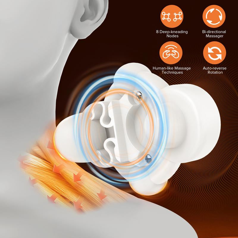 Ultimate Portable Neck, Shoulder & Back Massager with Heat - Rechargeable Deep Tissue Relief Pillow for Relaxation