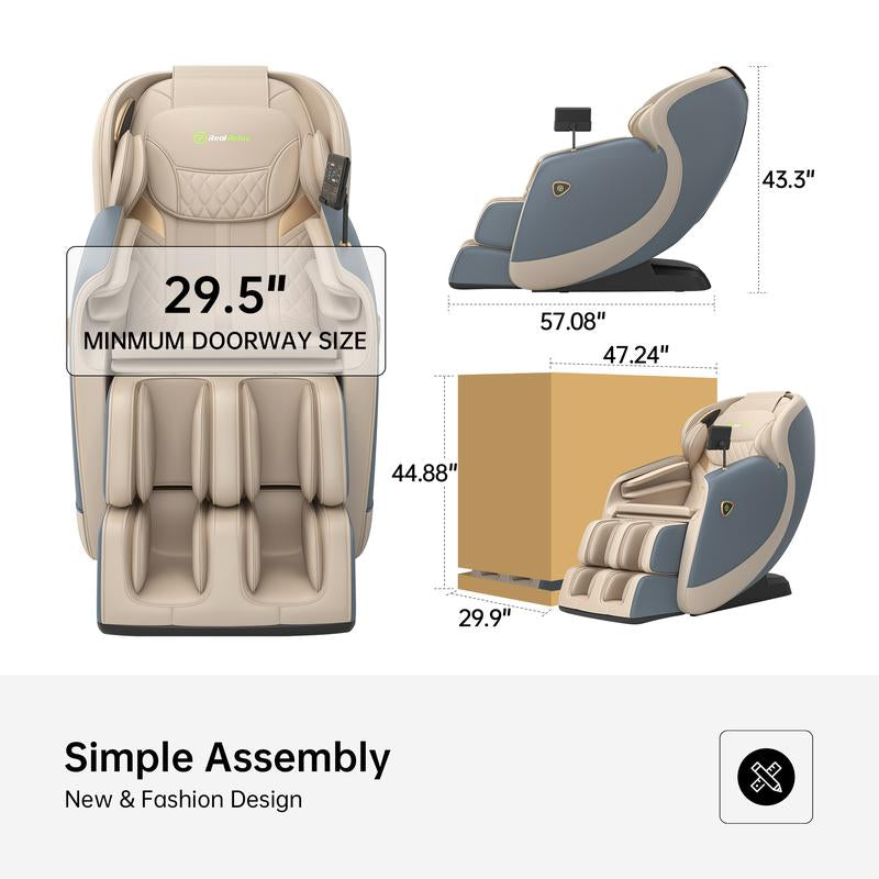 Experience Ultimate Relaxation with the Real Relax Full Body Zero Gravity Massage Chair - Airbag Heating & Bluetooth Enabled Comfort Recliner
