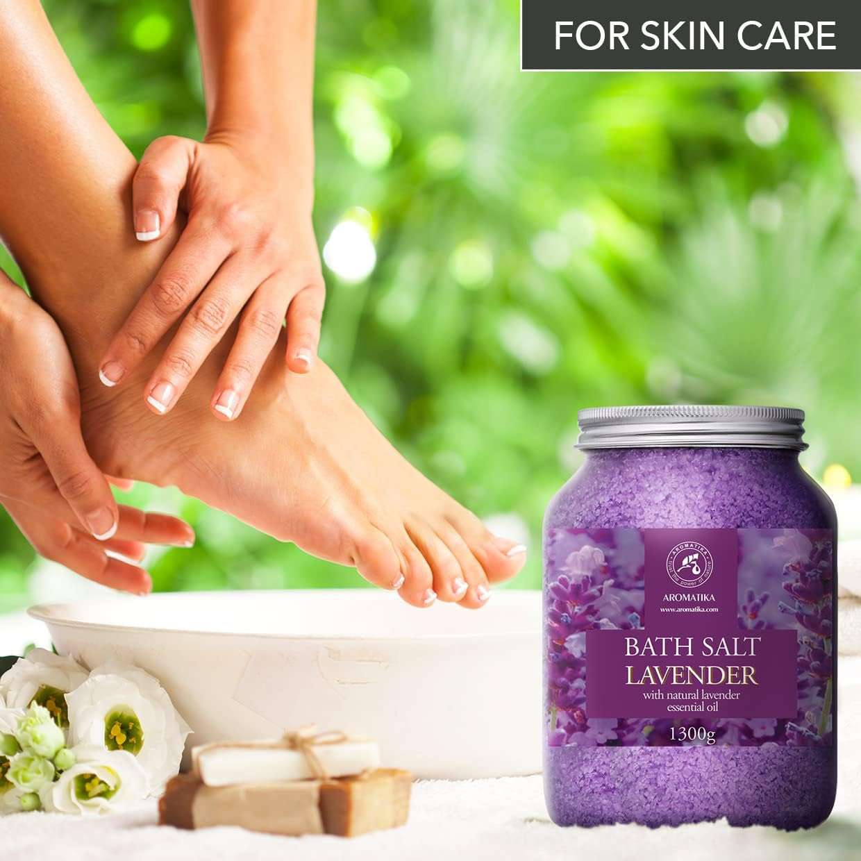 Entspannendes Badesalz Lavendel 1300G - Meeressalz mit Ätherischem Lavendelöl für Hautpflege, Aromatherapie und besseren Schlaf