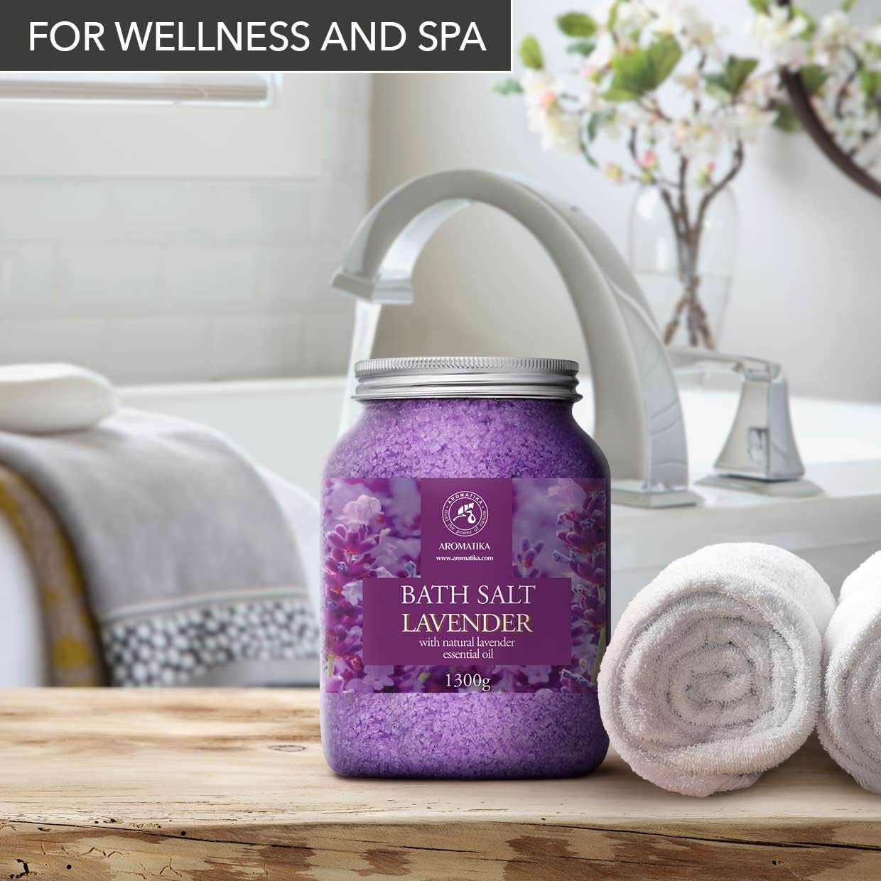 Entspannendes Badesalz Lavendel 1300G - Meeressalz mit Ätherischem Lavendelöl für Hautpflege, Aromatherapie und besseren Schlaf