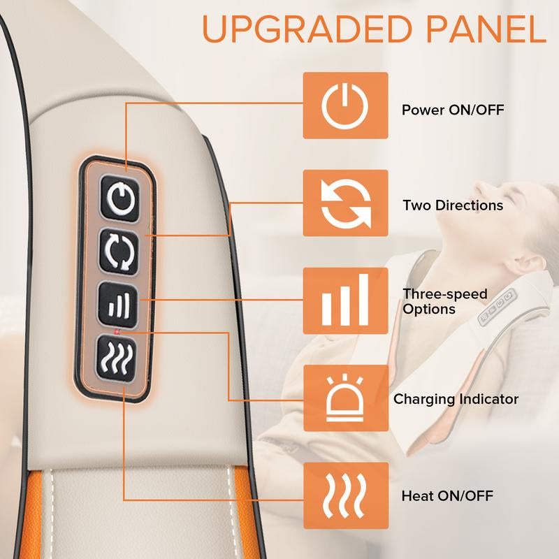 Ultimate Portable Neck, Shoulder & Back Massager with Heat - Rechargeable Deep Tissue Relief Pillow for Relaxation
