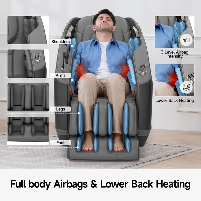 Experience Ultimate Relaxation: Real Relax 2024 Zero Gravity Full Body Shiatsu Massage Chair with Airbag Heating - Comfortable Favor-23 Recliner