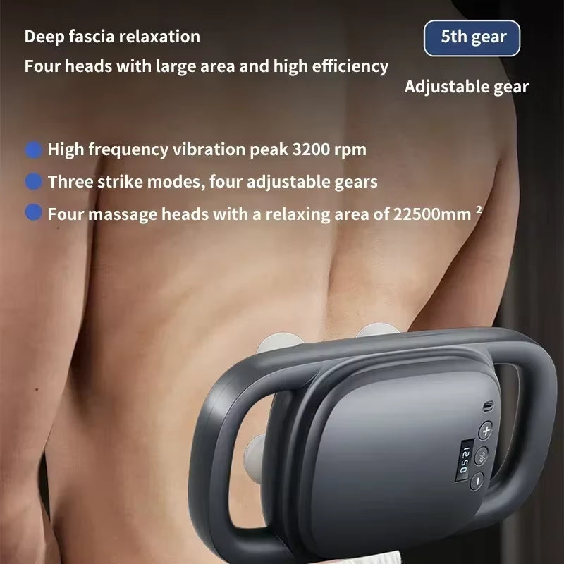 Ultimate 4-Head Wireless Fascia Gun: Professional Massager for Instant Muscle Relief and Dynamic Therapy