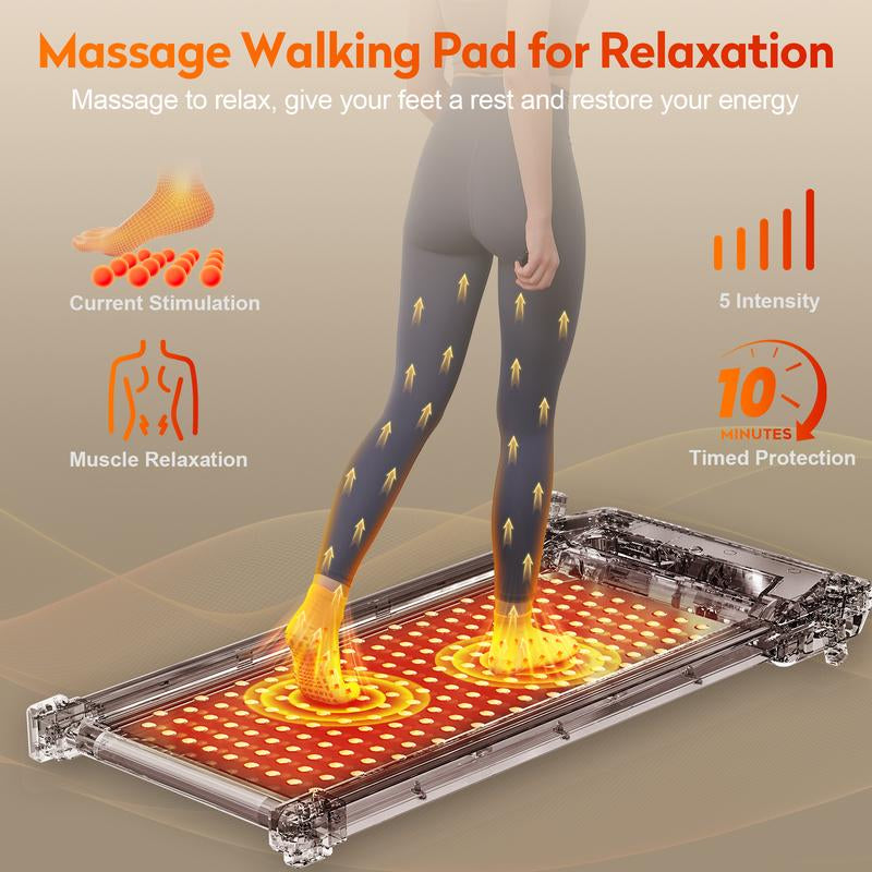 2-in-1 Walking Pad Treadmill with Massage & Incline - Perfect for Running or Relaxing!