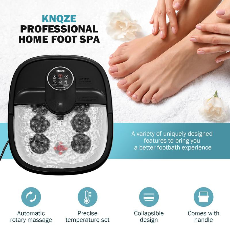 Ultimate Relaxation: Heated Electric Foot Spa with Bubble Massage & Remote Control – 24 Shiatsu Massage Balls for Stress Relief & Pampering (Black)