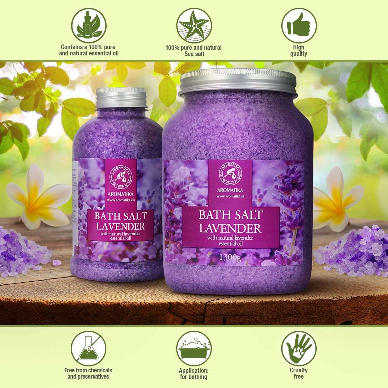 Entspannendes Badesalz Lavendel 1300G - Meeressalz mit Ätherischem Lavendelöl für Hautpflege, Aromatherapie und besseren Schlaf