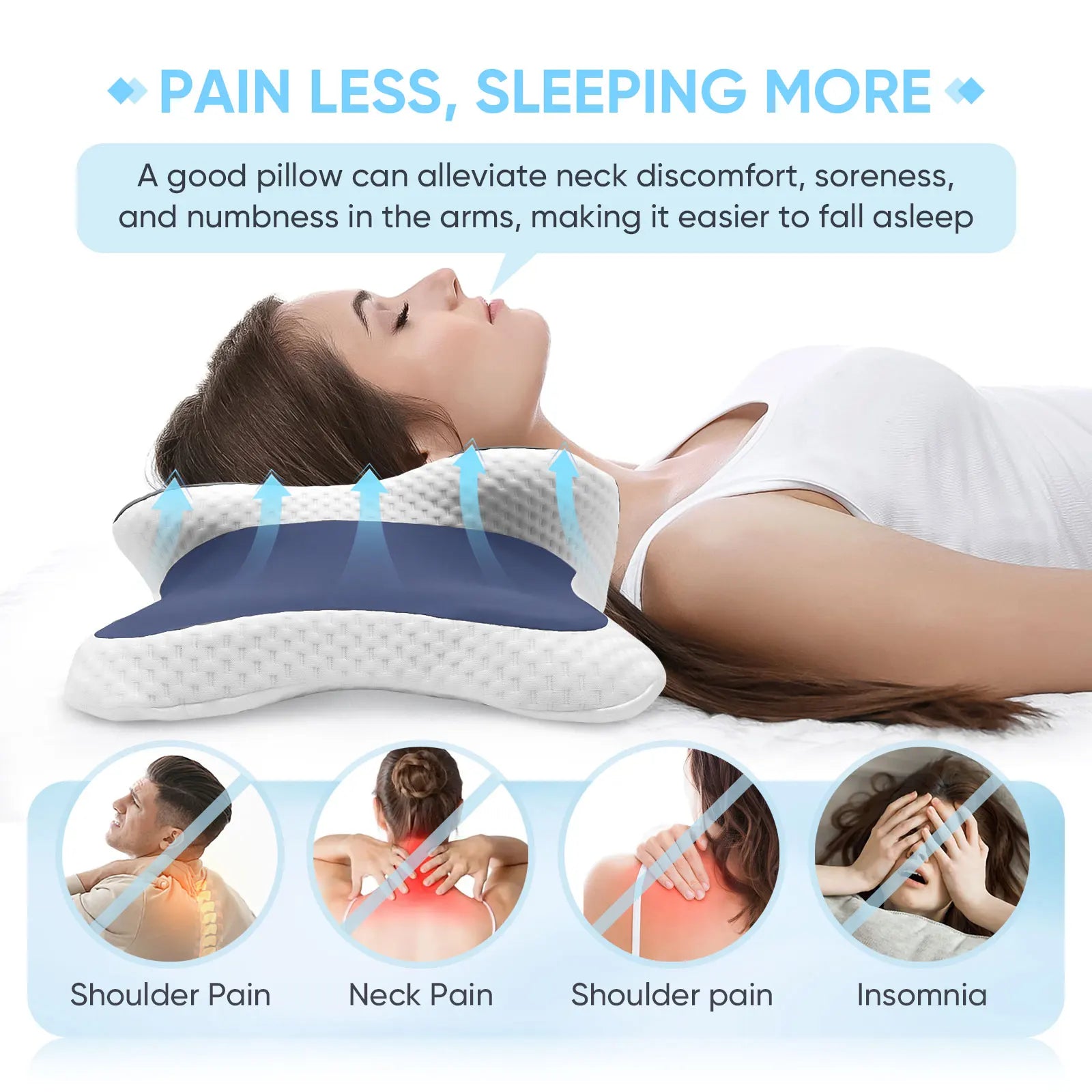 Ergonomic Memory Foam Neck Pillow for Ultimate Pain Relief - Perfect Support for Side, Back & Stomach Sleepers - Ideal Gift!