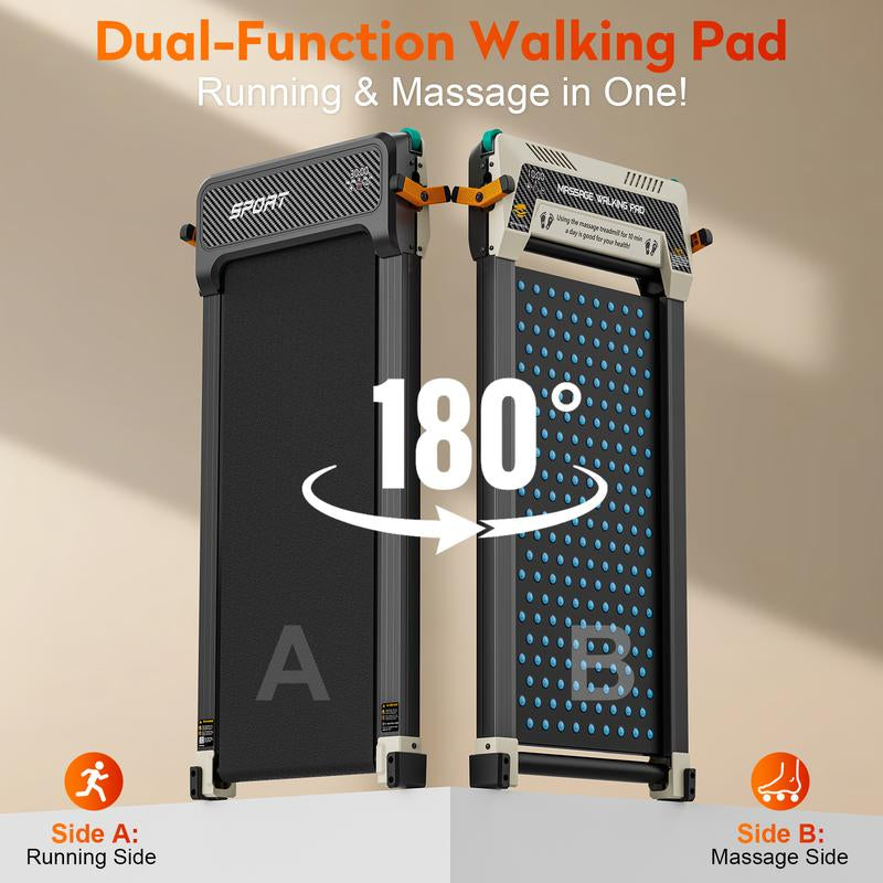 2-in-1 Walking Pad Treadmill with Massage & Incline - Perfect for Running or Relaxing!