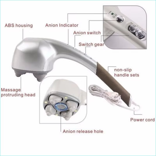 Revolutionary Multifunctional Electric Body Massager with Anion Technology - 4 Massage Heads for Neck, Shoulder, Waist, Leg, and Arm Relief!