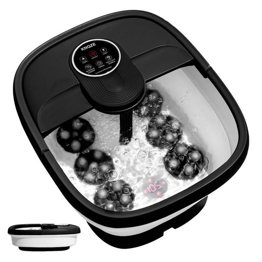 Ultimate Relaxation: Heated Electric Foot Spa with Bubble Massage & Remote Control – 24 Shiatsu Massage Balls for Stress Relief & Pampering (Black)