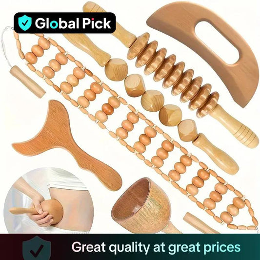 Unlock Ultimate Relaxation with our Wooden Manual Massage Tool Set for Daily Bliss – Perfect for Men & Women!