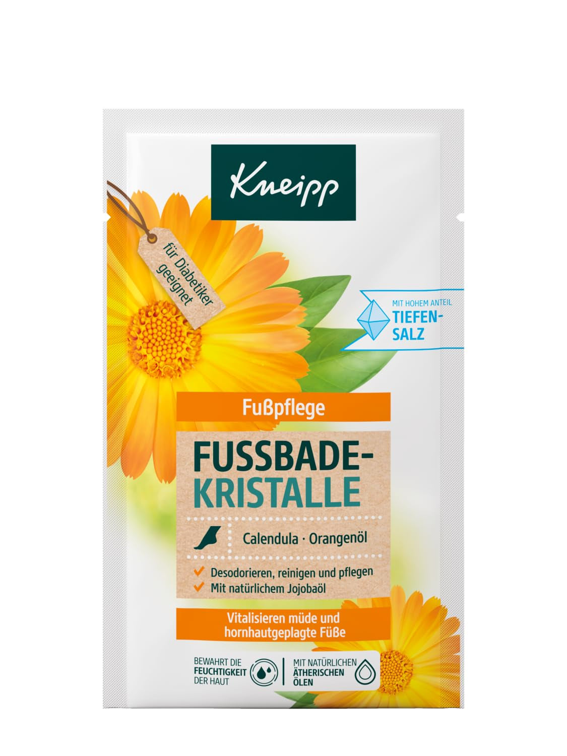 Kneipp Vitalisierendes Pflege-Fußbad - Revitalisierende Fußbadekristalle für Sensible Haut - 20% Urea - 600 g Wohlfühl-Packung