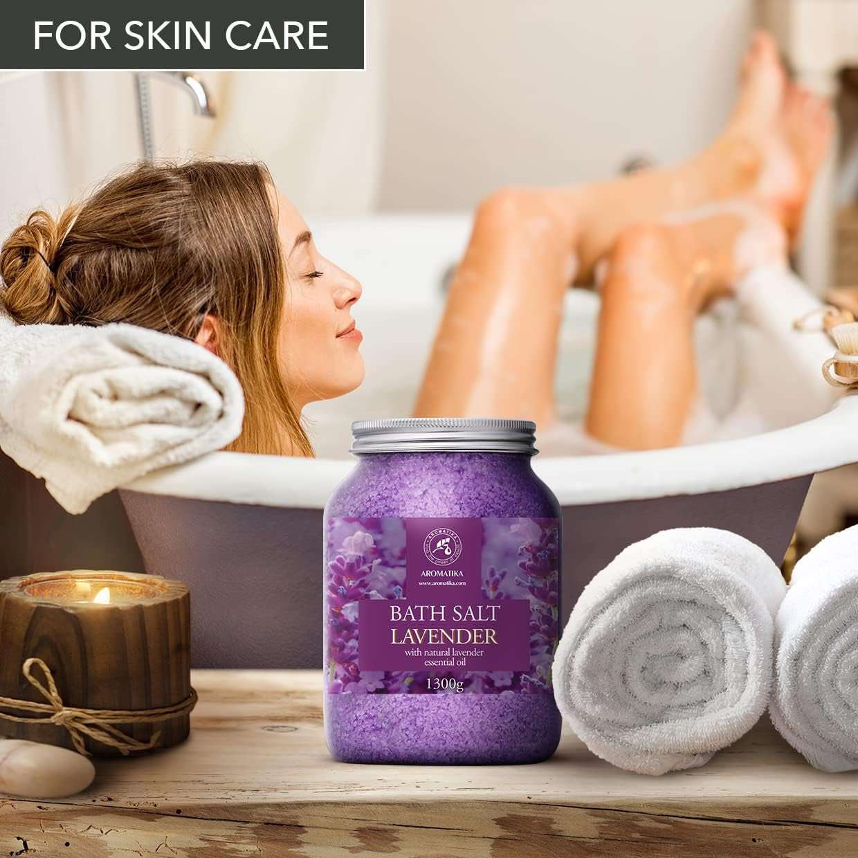 Entspannendes Badesalz Lavendel 1300G - Meeressalz mit Ätherischem Lavendelöl für Hautpflege, Aromatherapie und besseren Schlaf