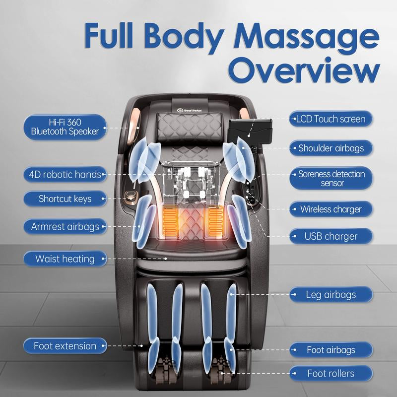Elevate Your Comfort: Real Relax AI Massage Chair PS6500 - Zero Gravity Heated Massage Recliner with Bluetooth Audio for Ultimate Relaxation