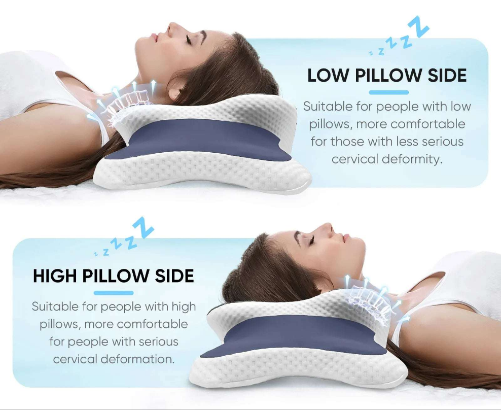 RelaxxZen Memory Foam Neck Support Pillow – Ergonomic &amp; Versatile (Side, Back, Stomach)