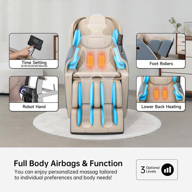 Experience Ultimate Relaxation with the Real Relax Full Body Zero Gravity Massage Chair - Airbag Heating & Bluetooth Enabled Comfort Recliner