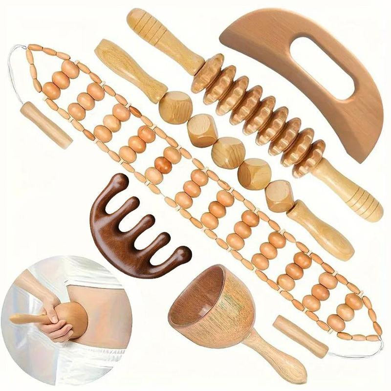 Unlock Ultimate Relaxation with our Wooden Manual Massage Tool Set for Daily Bliss – Perfect for Men & Women!