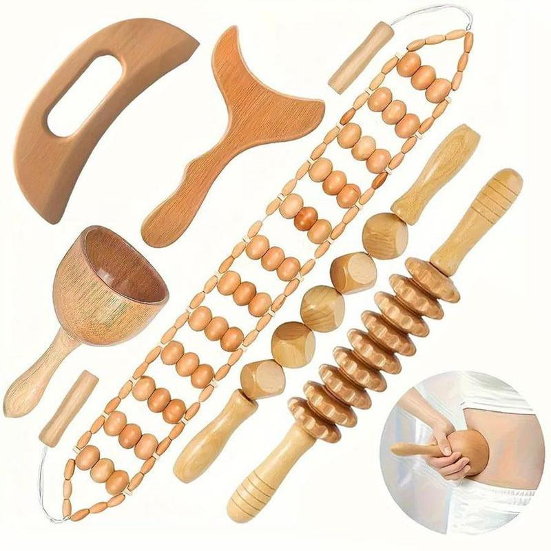 Unlock Ultimate Relaxation with our Wooden Manual Massage Tool Set for Daily Bliss – Perfect for Men & Women!