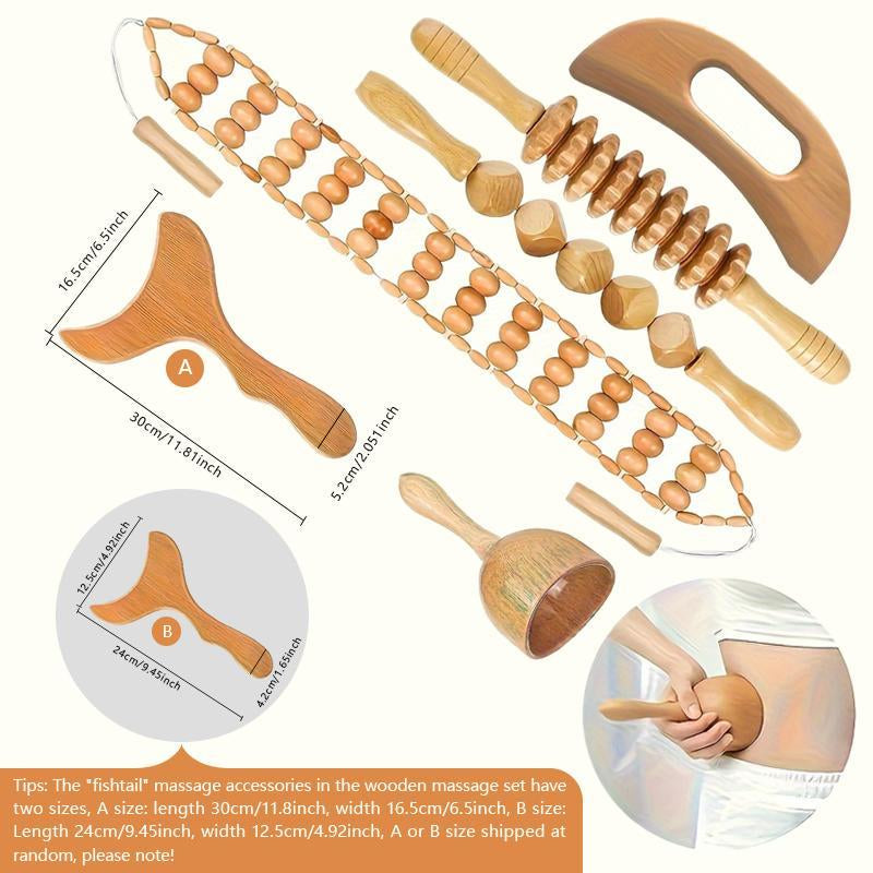 Unlock Ultimate Relaxation with our Wooden Manual Massage Tool Set for Daily Bliss – Perfect for Men & Women!