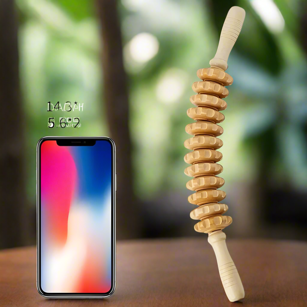 RelaxxZen 12-Rad Holz Massage Roller – manuell für Muskelentspannung & Stressabbau