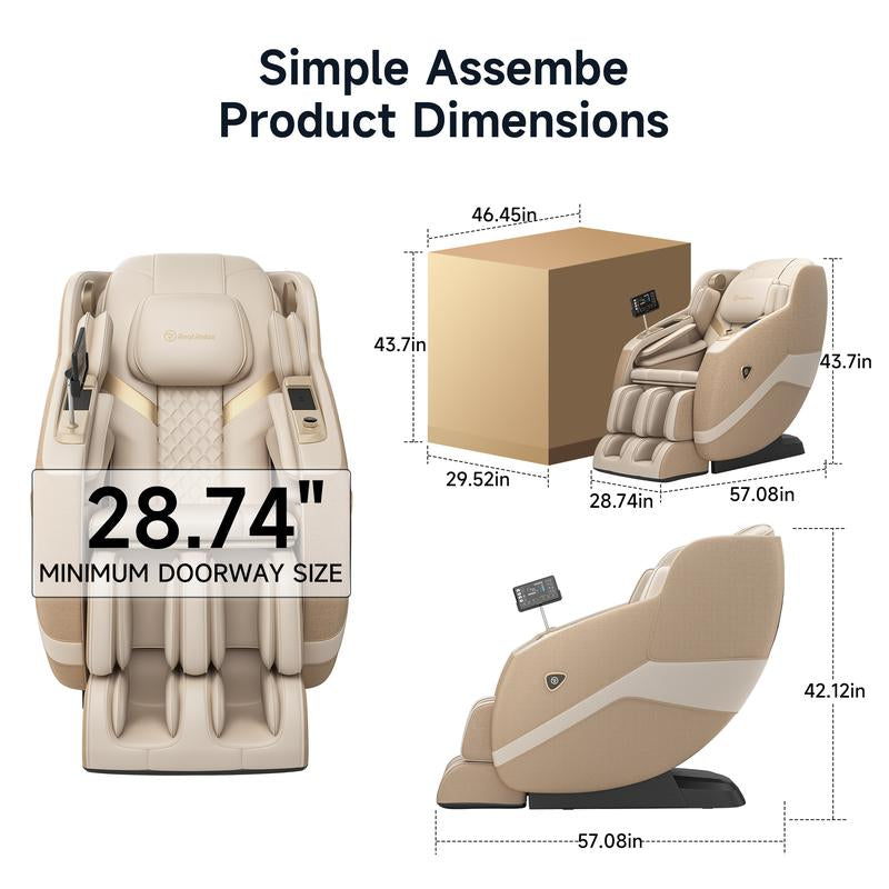 Real Relax Zero Gravity Massage Chair - Full Body Stretch with Heat & Bluetooth, PS5100 Comfort Recliner