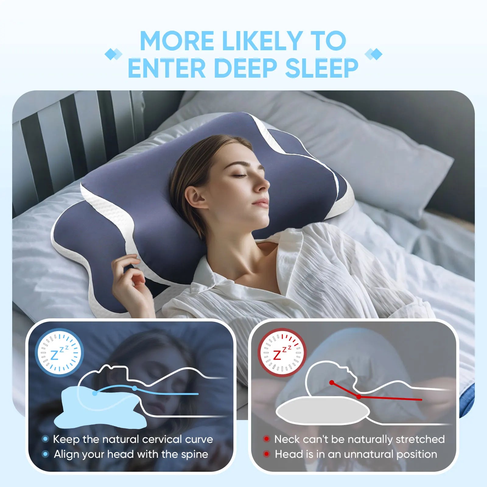 Ergonomic Memory Foam Neck Pillow for Ultimate Pain Relief - Perfect Support for Side, Back & Stomach Sleepers - Ideal Gift!
