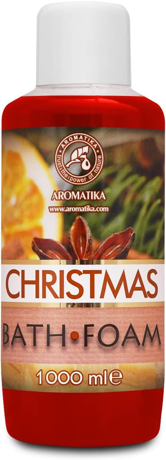 Weihnachtlicher Badeschaum mit ätherischem Öl - 1000 ml für entspannende Aromatherapie und erholsamen Schlaf