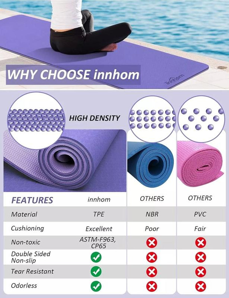 Ultimate Non-Slip Yoga Mat for Home Workouts - Eco-Friendly TPE for Pilates & Gym Exercises