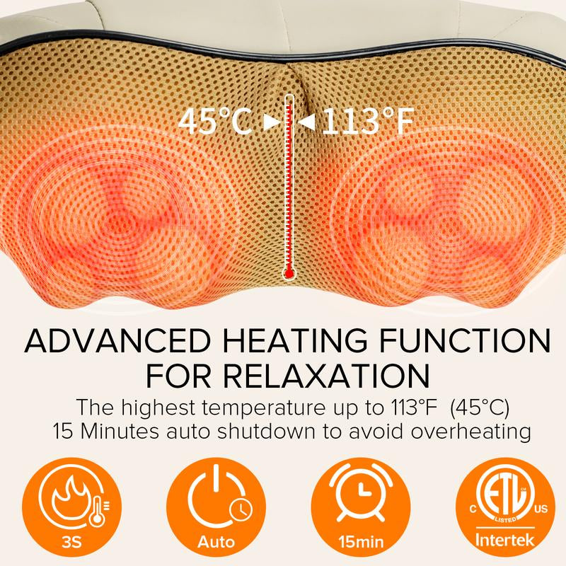 Ultimate Portable Neck, Shoulder & Back Massager with Heat - Rechargeable Deep Tissue Relief Pillow for Relaxation