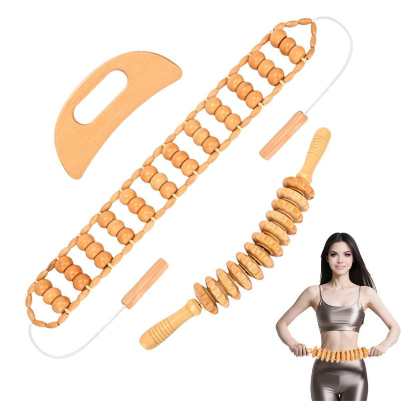 Unlock Ultimate Relaxation with our Wooden Manual Massage Tool Set for Daily Bliss – Perfect for Men & Women!