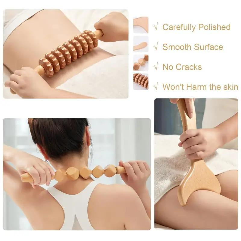 Unlock Ultimate Relaxation with our Wooden Manual Massage Tool Set for Daily Bliss – Perfect for Men & Women!