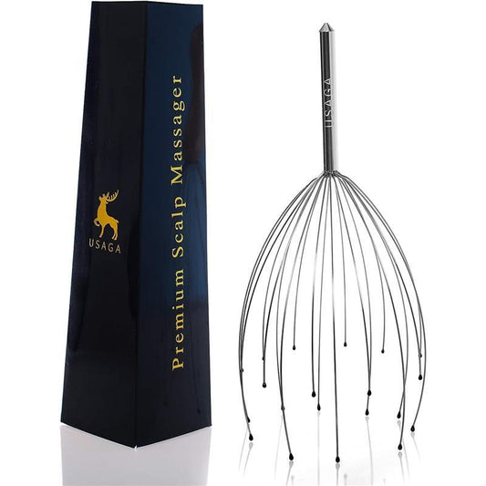 Ultimate 20-Finger Cordless Head Massager for Complete Relaxation - Adjustable and Silvery Design