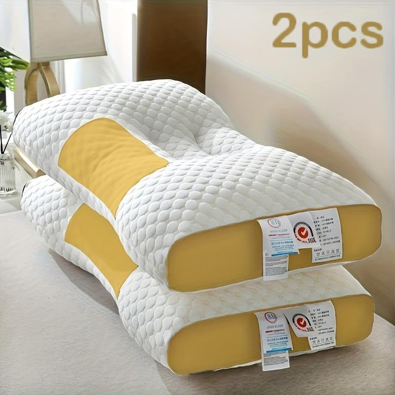 Buy 1 Get 1 Free: Soft Knitted Adjustable Neck Couple Pillows – Ergonomic Orthopedic Support with Removable Cover for Ultimate Comfort!